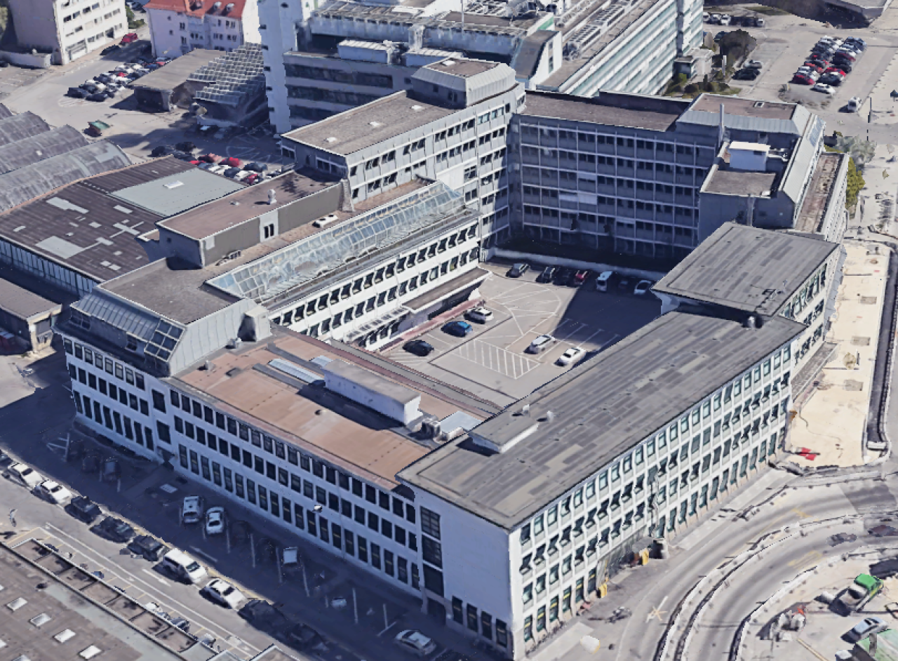 Draufsicht der Ulmer Posthöfe - Nähe Hauptbahnhof.